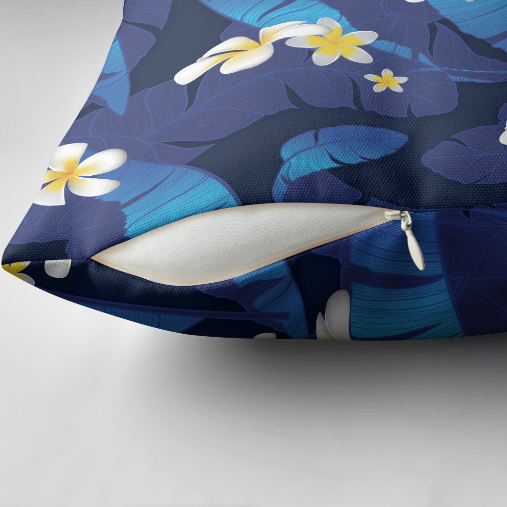 Teal Purple Banana Leaf Hawaii Pillow Cover Lau Maia Plumeria Tropical Summer Vibes