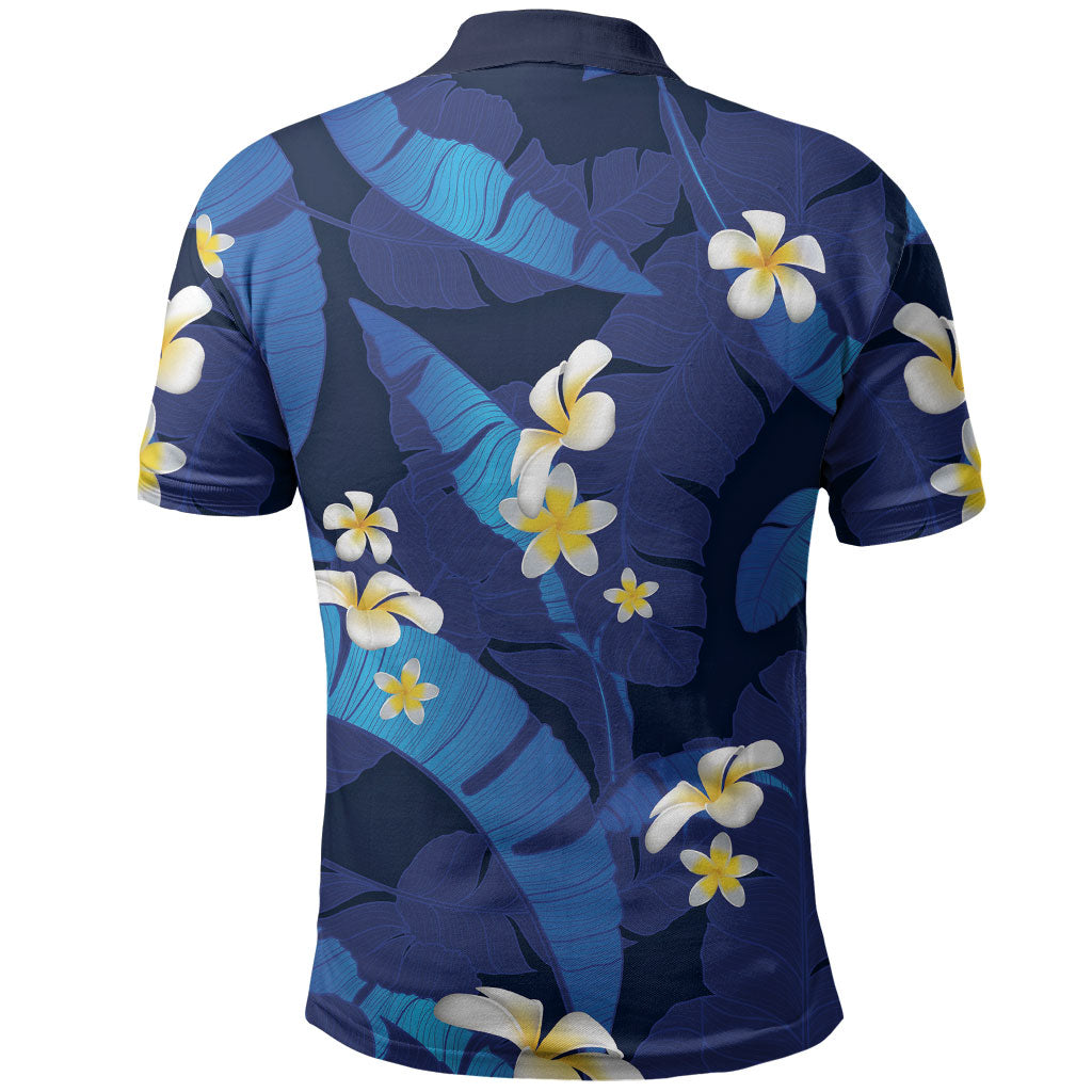 Teal Purple Banana Leaf Hawaii Polo Shirt Lau Maia Plumeria Tropical Summer Vibes