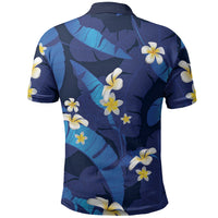 Teal Purple Banana Leaf Hawaii Polo Shirt Lau Maia Plumeria Tropical Summer Vibes