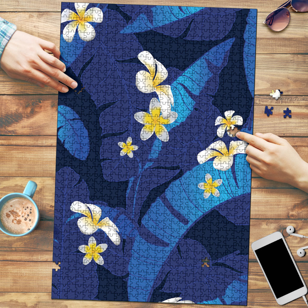 Teal Purple Banana Leaf Hawaii Puzzle Lau Maia Plumeria Tropical Summer Vibes