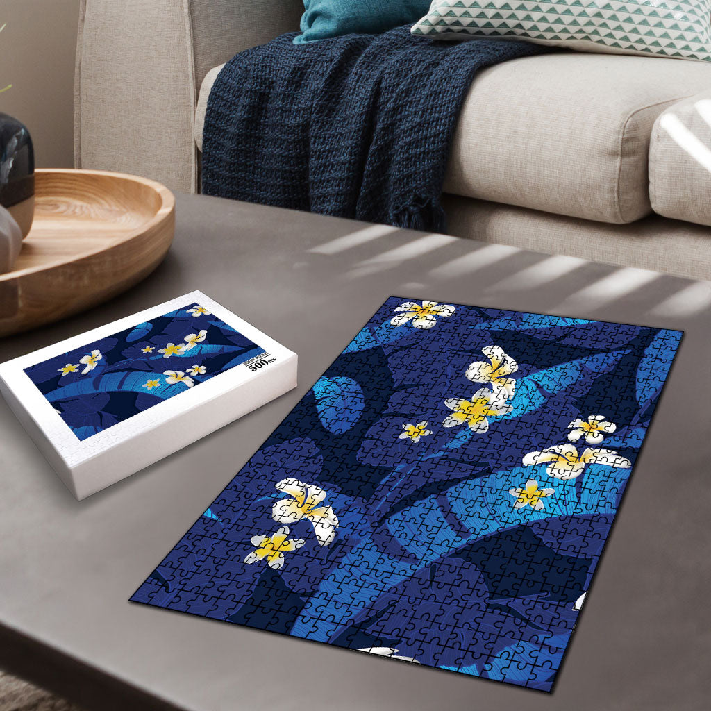 Teal Purple Banana Leaf Hawaii Puzzle Lau Maia Plumeria Tropical Summer Vibes