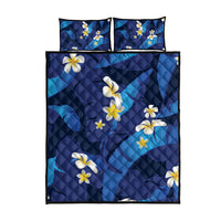 Teal Purple Banana Leaf Hawaii Quilt Bed Set Lau Maia Plumeria Tropical Summer Vibes
