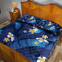 Teal Purple Banana Leaf Hawaii Quilt Bed Set Lau Maia Plumeria Tropical Summer Vibes