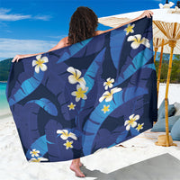 Teal Purple Banana Leaf Hawaii Sarong Lau Maia Plumeria Tropical Summer Vibes
