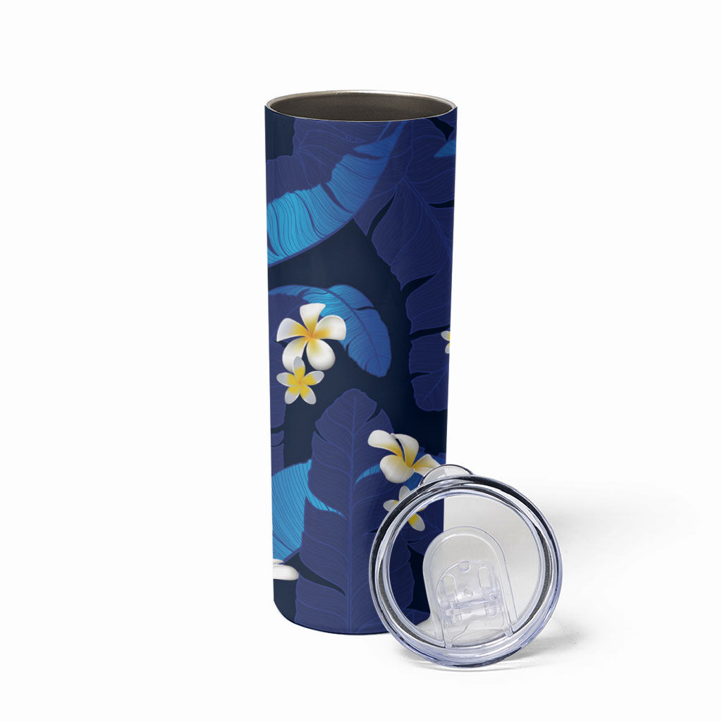 Teal Purple Banana Leaf Hawaii Skinny Tumbler Lau Maia Plumeria Tropical Summer Vibes