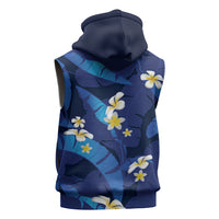 Teal Purple Banana Leaf Hawaii Sleeveless Hoodie Lau Maia Plumeria Tropical Summer Vibes