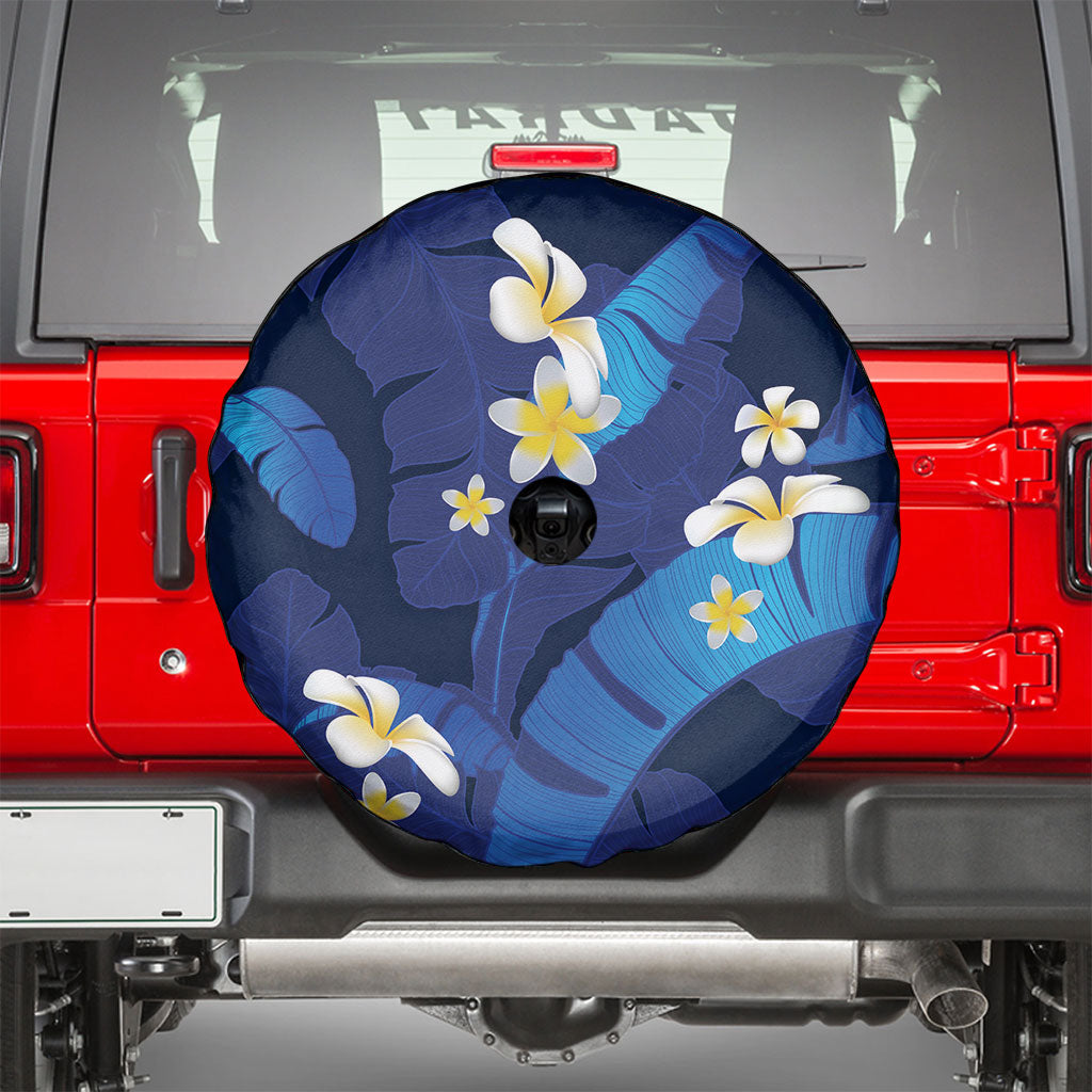 Teal Purple Banana Leaf Hawaii Spare Tire Cover Lau Maia Plumeria Tropical Summer Vibes