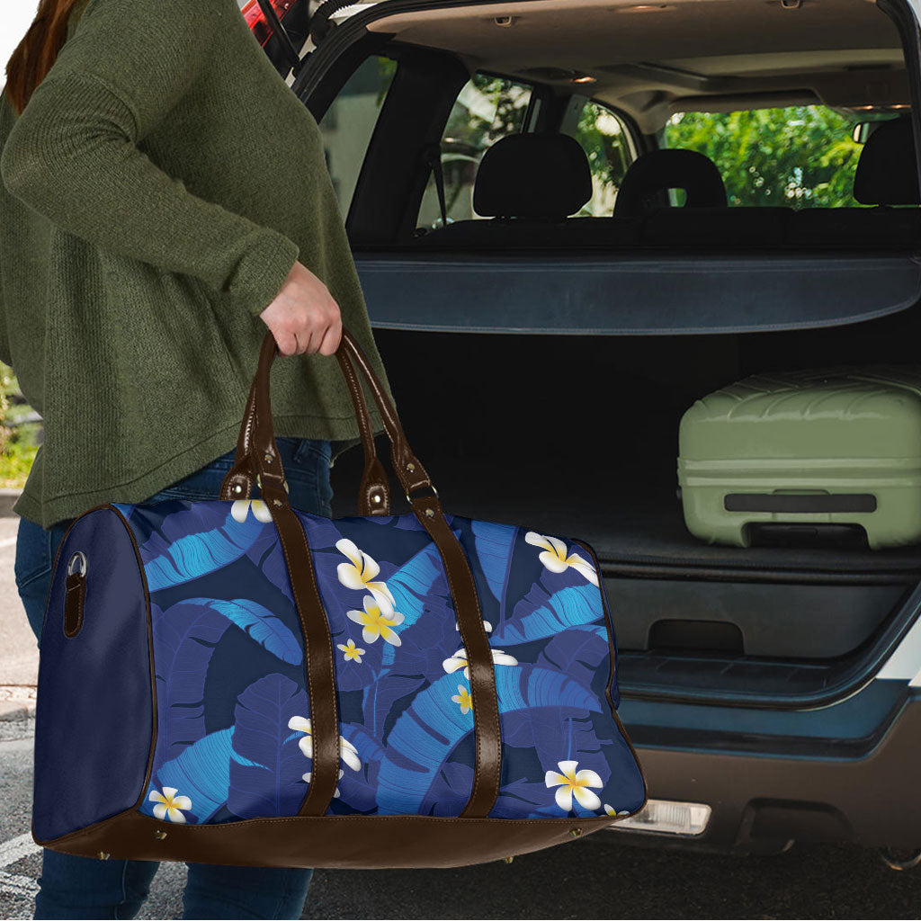 Teal Purple Banana Leaf Hawaii Travel Bag Lau Maia Plumeria Tropical Summer Vibes