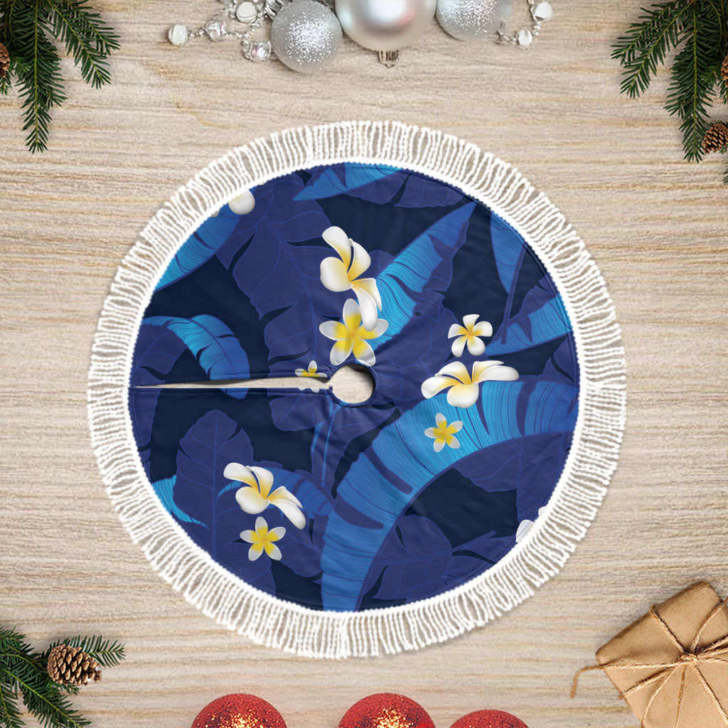 Teal Purple Banana Leaf Hawaii Tree Skirt Lau Maia Plumeria Tropical Summer Vibes LT14 Fringed Teal Purple - Polynesian Pride