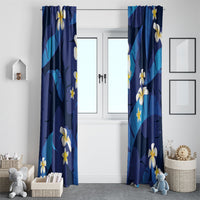 Teal Purple Banana Leaf Hawaii Window Curtain Lau Maia Plumeria Tropical Summer Vibes
