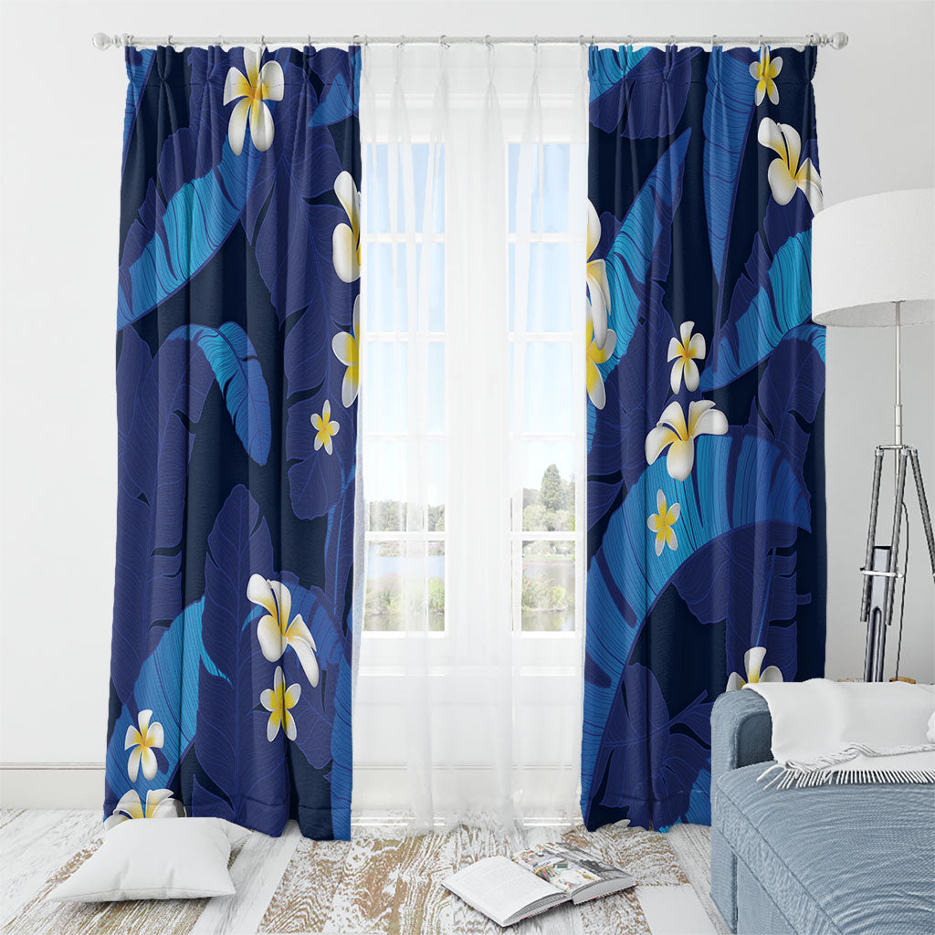 Teal Purple Banana Leaf Hawaii Window Curtain Lau Maia Plumeria Tropical Summer Vibes
