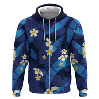 Teal Purple Banana Leaf Hawaii Zip Hoodie Lau Maia Plumeria Tropical Summer Vibes
