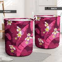 Pink Banana Leaf Hawaii Laundry Basket Lau Maia Plumeria Tropical Summer Vibes