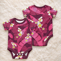 Pink Banana Leaf Hawaii Baby Onesie Lau Maia Plumeria Tropical Summer Vibes