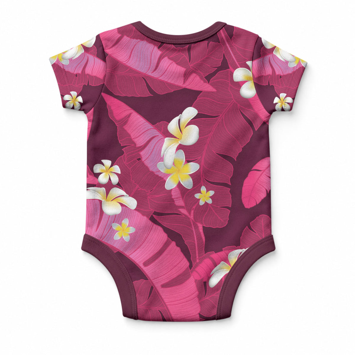 Pink Banana Leaf Hawaii Baby Onesie Lau Maia Plumeria Tropical Summer Vibes
