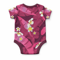 Pink Banana Leaf Hawaii Baby Onesie Lau Maia Plumeria Tropical Summer Vibes