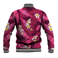 Pink Banana Leaf Hawaii Baseball Jacket Lau Maia Plumeria Tropical Summer Vibes