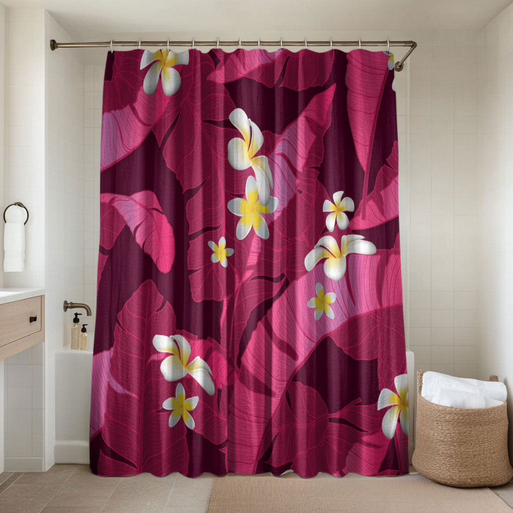Pink Banana Leaf Hawaii Bathroom Set Lau Maia Plumeria Tropical Summer Vibes