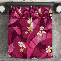 Pink Banana Leaf Hawaii Bedding Set Lau Maia Plumeria Tropical Summer Vibes
