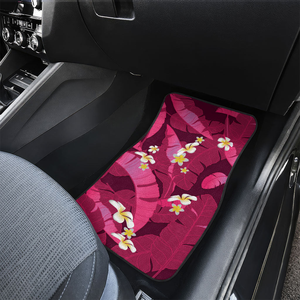 Pink Banana Leaf Hawaii Car Mats Lau Maia Plumeria Tropical Summer Vibes