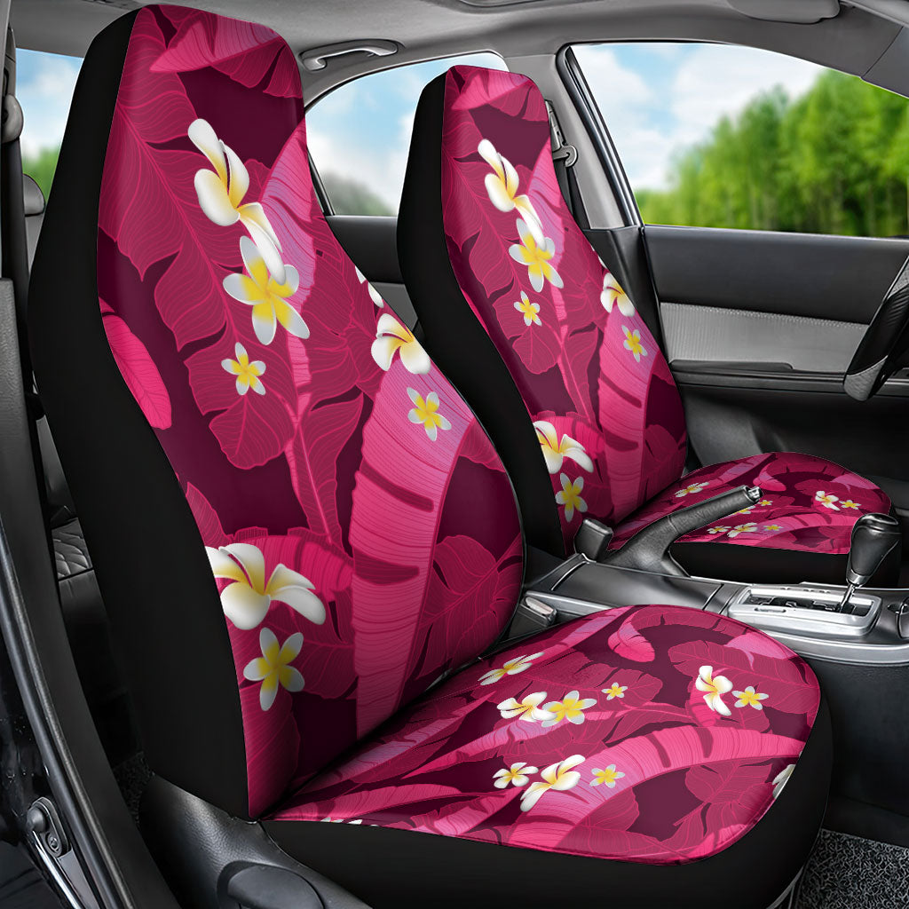 Pink Banana Leaf Hawaii Car Seat Cover Lau Maia Plumeria Tropical Summer Vibes
