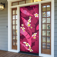 Pink Banana Leaf Hawaii Door Cover Lau Maia Plumeria Tropical Summer Vibes