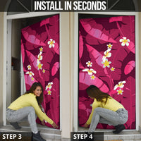 Pink Banana Leaf Hawaii Door Cover Lau Maia Plumeria Tropical Summer Vibes