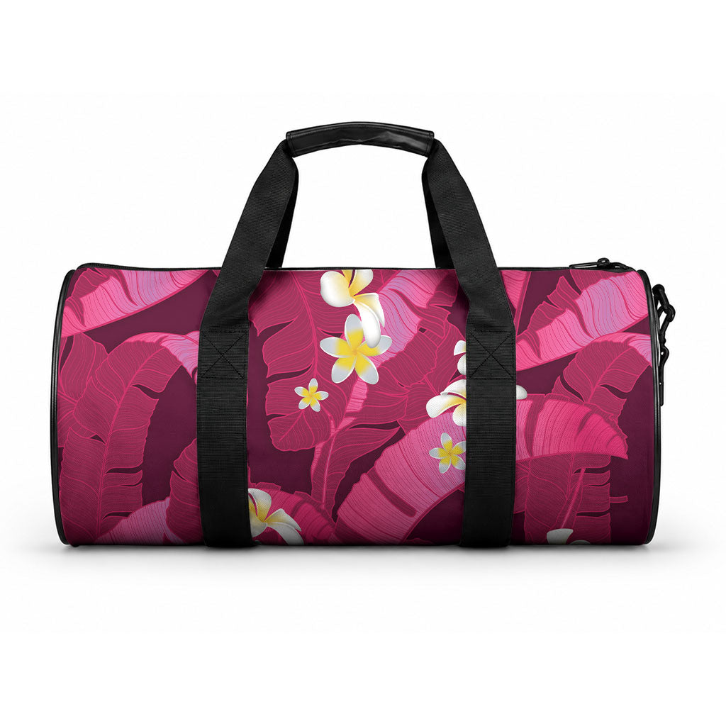 Pink Banana Leaf Hawaii Duffle Bag Lau Maia Plumeria Tropical Summer Vibes LT14 One size Pink - Polynesian Pride