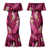 Pink Banana Leaf Hawaii Family Matching Mermaid Dress and Hawaiian Shirt Lau Maia Plumeria Tropical Summer Vibes