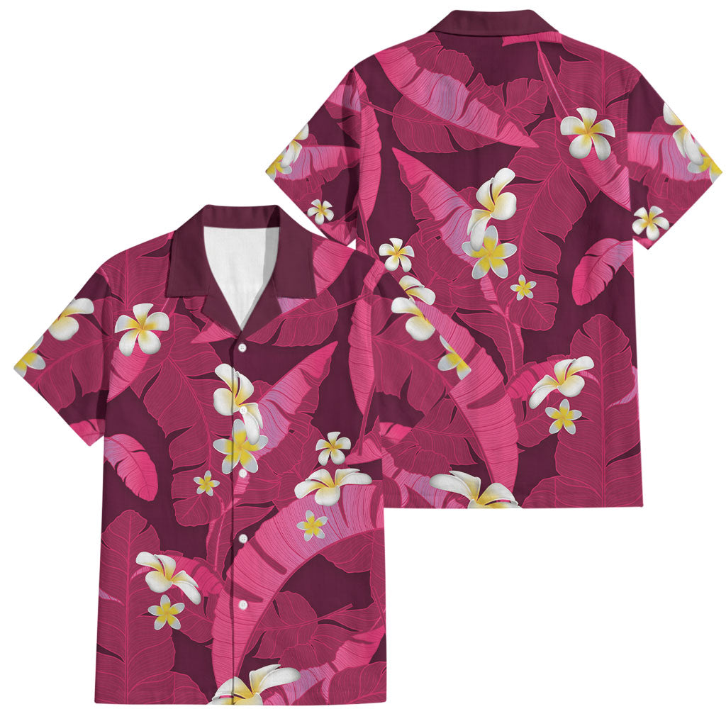 Pink Banana Leaf Hawaii Family Matching Mermaid Dress and Hawaiian Shirt Lau Maia Plumeria Tropical Summer Vibes