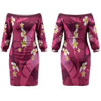 Pink Banana Leaf Hawaii Family Matching Off The Shoulder Long Sleeve Dress and Hawaiian Shirt Lau Maia Plumeria Tropical Summer Vibes