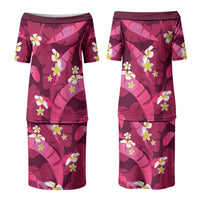 Pink Banana Leaf Hawaii Family Matching Puletasi and Hawaiian Shirt Lau Maia Plumeria Tropical Summer Vibes