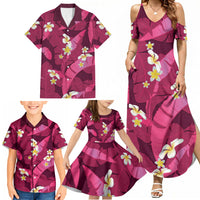 Pink Banana Leaf Hawaii Family Matching Summer Maxi Dress and Hawaiian Shirt Lau Maia Plumeria Tropical Summer Vibes