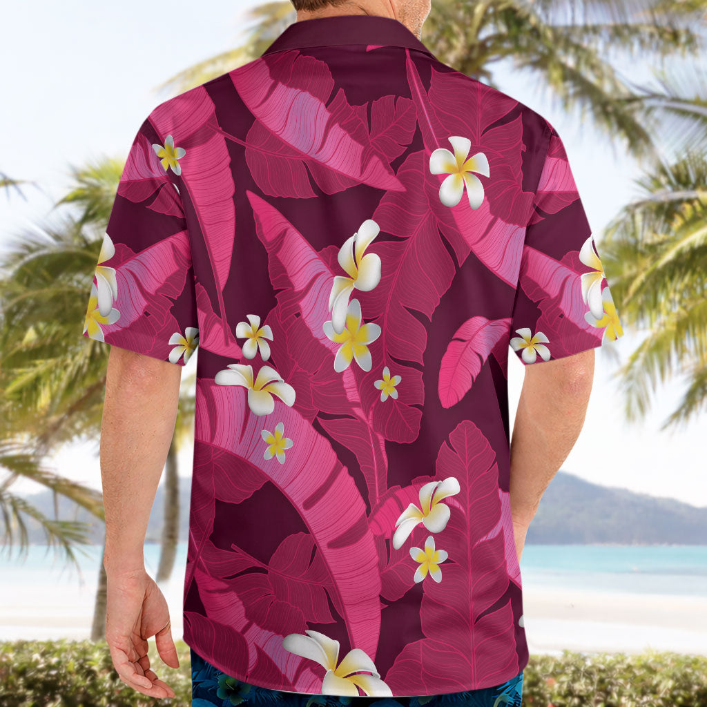 Pink Banana Leaf Hawaii Hawaiian Shirt Lau Maia Plumeria Tropical Summer Vibes