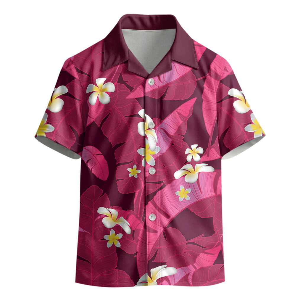 Pink Banana Leaf Hawaii Kid Hawaiian Shirt Lau Maia Plumeria Tropical Summer Vibes
