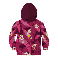 Pink Banana Leaf Hawaii Kid Hoodie Lau Maia Plumeria Tropical Summer Vibes