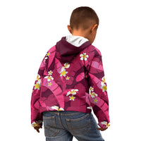 Pink Banana Leaf Hawaii Kid Hoodie Lau Maia Plumeria Tropical Summer Vibes