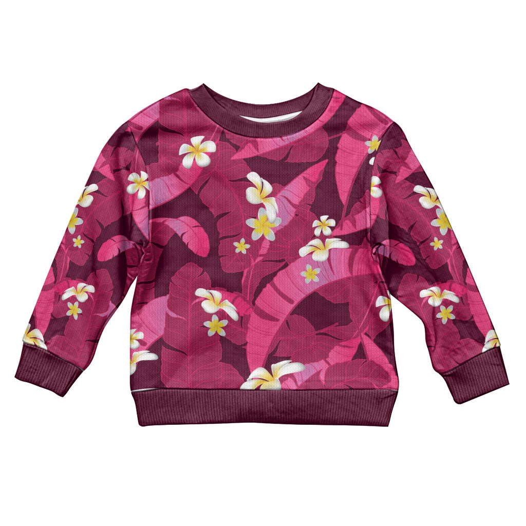 Pink Banana Leaf Hawaii Kid Ugly Christmas Sweater Lau Maia Plumeria Tropical Summer Vibes LT14 Kid Pink - Polynesian Pride
