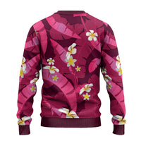 Pink Banana Leaf Hawaii Ugly Christmas Sweater Lau Maia Plumeria Tropical Summer Vibes LT14 - Polynesian Pride