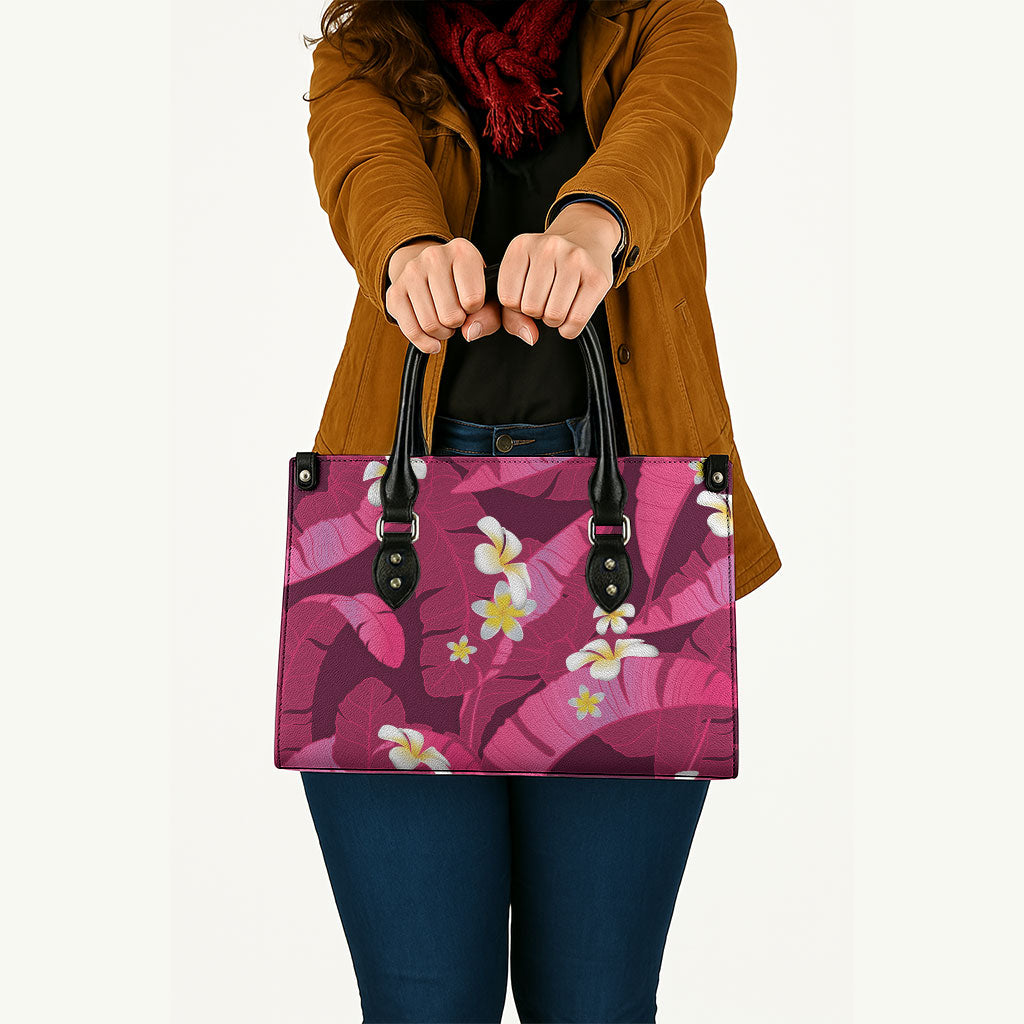 Pink Banana Leaf Hawaii Leather Bag Lau Maia Plumeria Tropical Summer Vibes