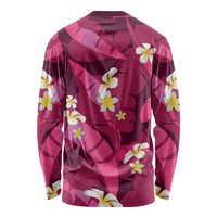 Pink Banana Leaf Hawaii Long Sleeve Shirt Lau Maia Plumeria Tropical Summer Vibes