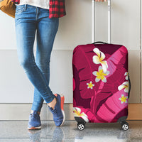 Pink Banana Leaf Hawaii Luggage Cover Lau Maia Plumeria Tropical Summer Vibes