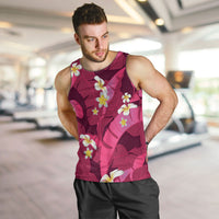 Pink Banana Leaf Hawaii Men Tank Top Lau Maia Plumeria Tropical Summer Vibes