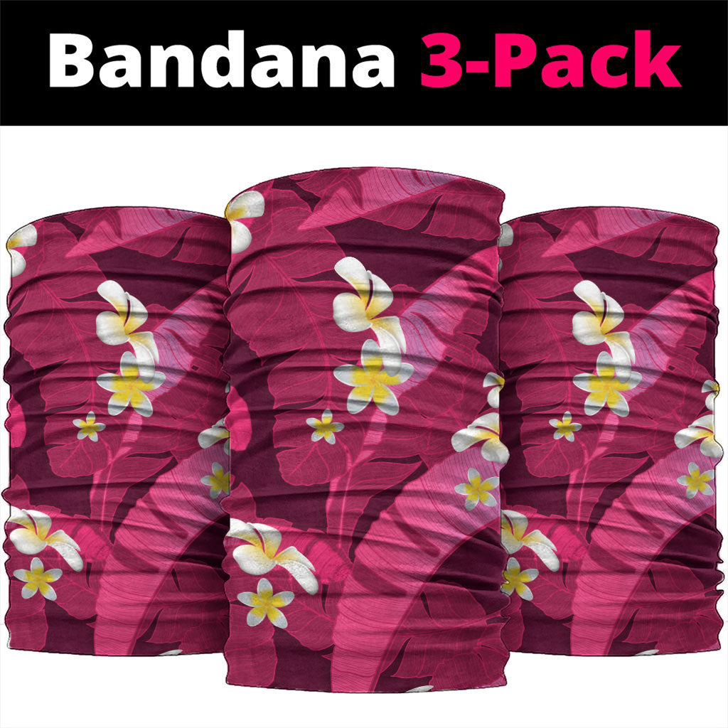 Pink Banana Leaf Hawaii Neck Gaiter Lau Maia Plumeria Tropical Summer Vibes