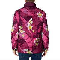 Pink Banana Leaf Hawaii Padded Jacket Lau Maia Plumeria Tropical Summer Vibes