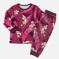 Pink Banana Leaf Hawaii Christmas Pajama Set Lau Maia Plumeria Tropical Summer Vibes LT14 Men Pink - Polynesian Pride