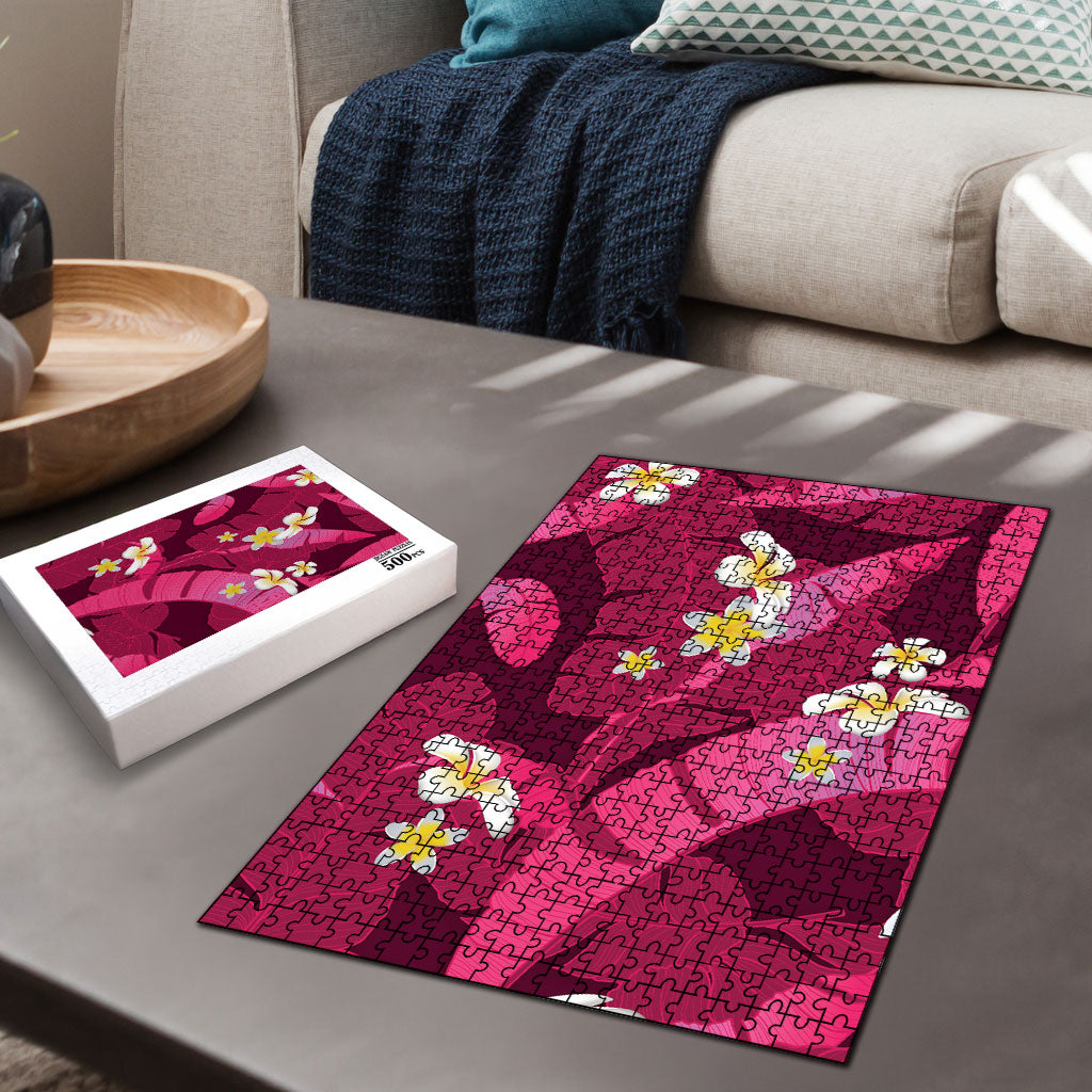 Pink Banana Leaf Hawaii Puzzle Lau Maia Plumeria Tropical Summer Vibes