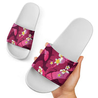 Pink Banana Leaf Hawaii Slide Sandals Lau Maia Plumeria Tropical Summer Vibes