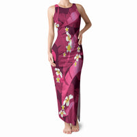 Pink Banana Leaf Hawaii Tank Maxi Dress Lau Maia Plumeria Tropical Summer Vibes