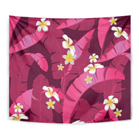 Pink Banana Leaf Hawaii Tapestry Lau Maia Plumeria Tropical Summer Vibes